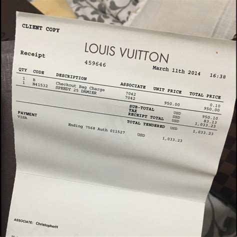 Printable Louis Vuitton Receipt Pdf